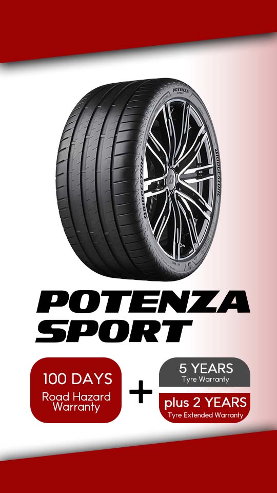 POTENZA SPORT 100 Days Road Hazard Warrranty + 7 Years Limited Warranty